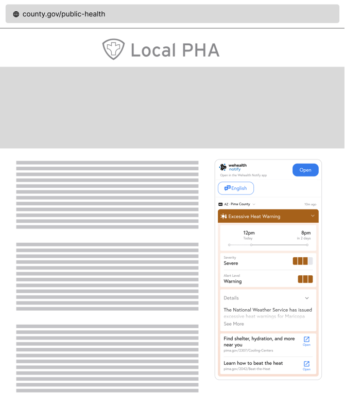 PHapp embed on agency website example