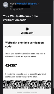 Portal by Hub verification code email sample